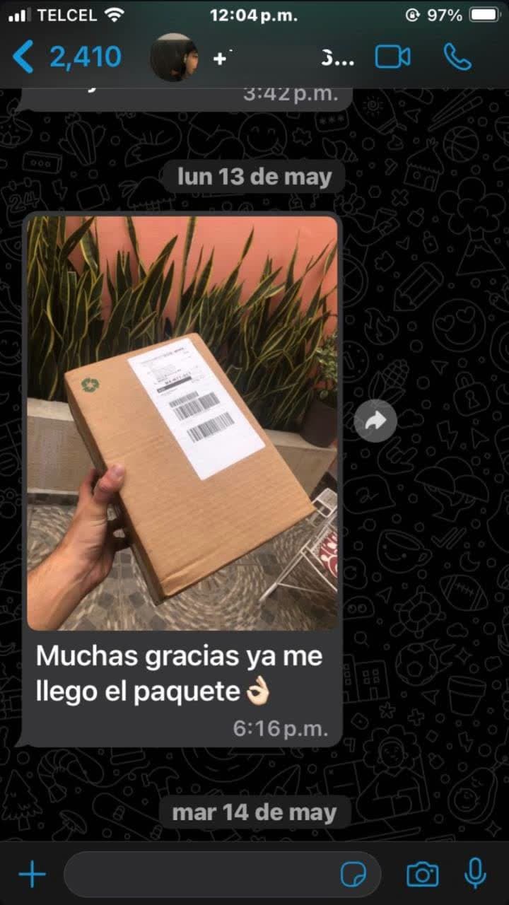 Referencia de cliente — comentario real recibido por WhatsApp
