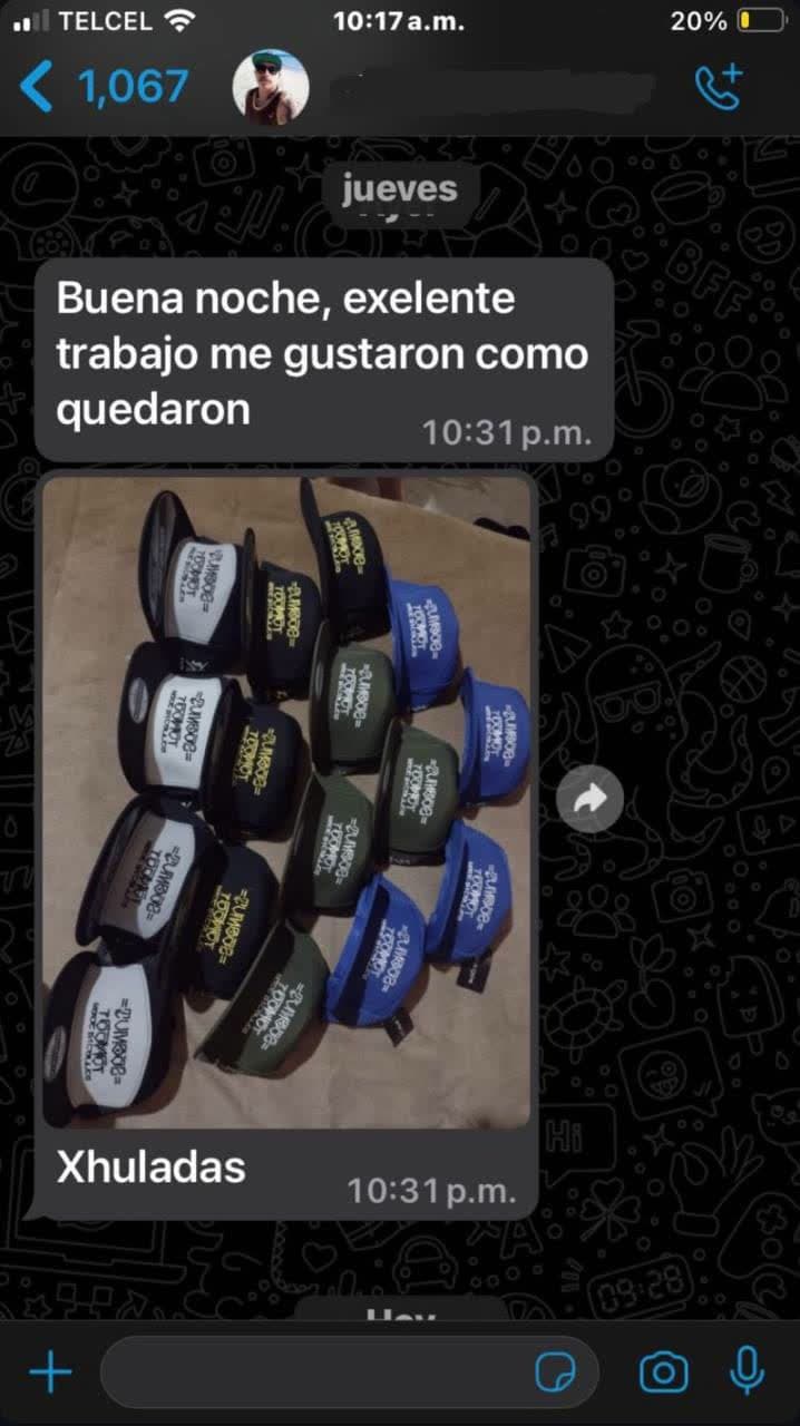 Referencia de cliente — comentario real recibido por WhatsApp
