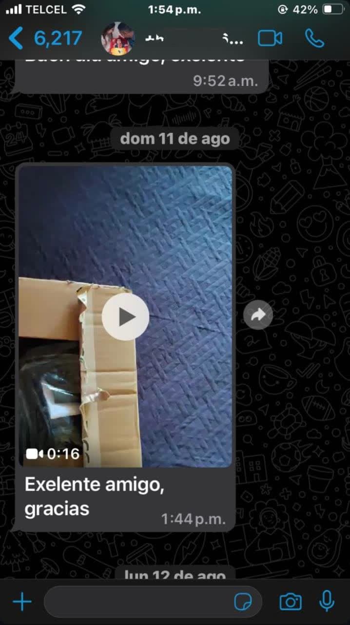 Referencia de cliente — comentario real recibido por WhatsApp