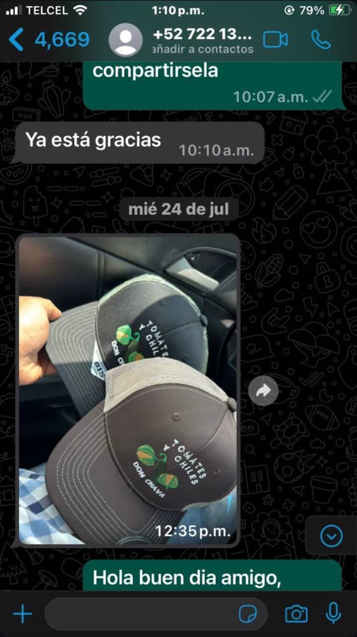 Referencia de cliente — comentario real recibido por WhatsApp