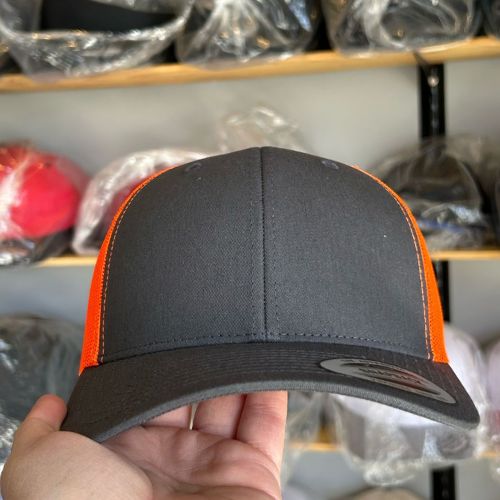 Yupoong 6606 Charcoal / Neon Orange