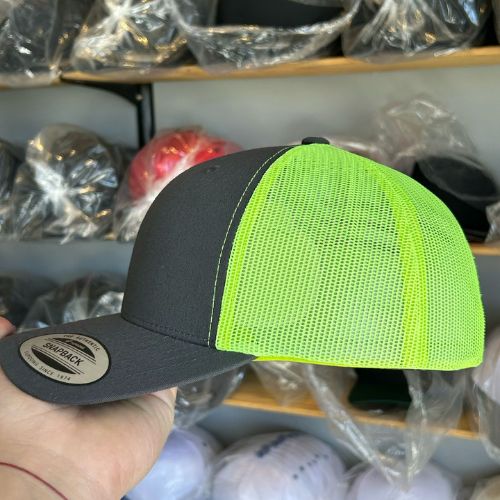 Yupoong 6606 Charcoal / Neon Green